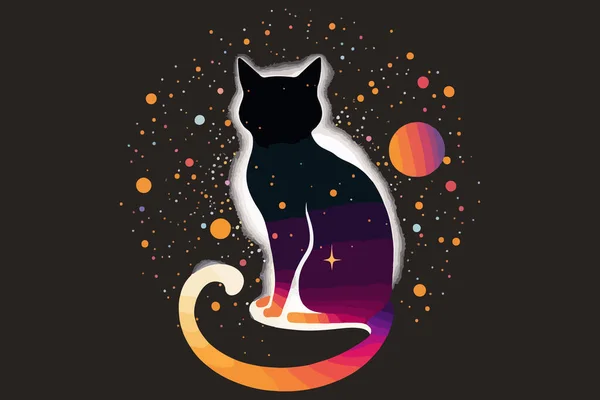 猫銀河ベクトルイラスト — ストックベクタ