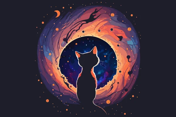 Illustrazione Vettoriale Cat Galaxy — Vettoriale Stock