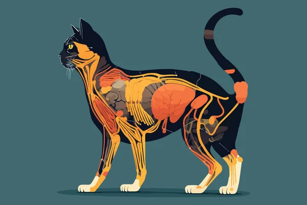 Ilustración Vector Anatomía Gato — Vector de stock