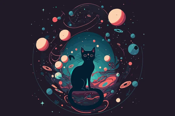 Cat Galaxy Vector Illustration — Stock Vector