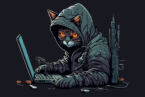 Katt Hackare Vektor Illustration — Stock vektor