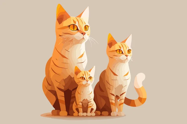 Family Cats Vektör Illüstrasyonu — Stok Vektör