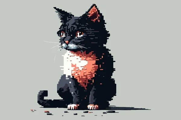 Ilustração Vetor Pixel Gato — Vetor de Stock