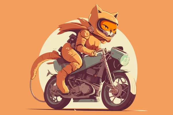 Gato Montando Vector Motocicleta Ilustración — Archivo Imágenes Vectoriales