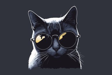 Güneş gözlüğü takan kedi vektör çizimi