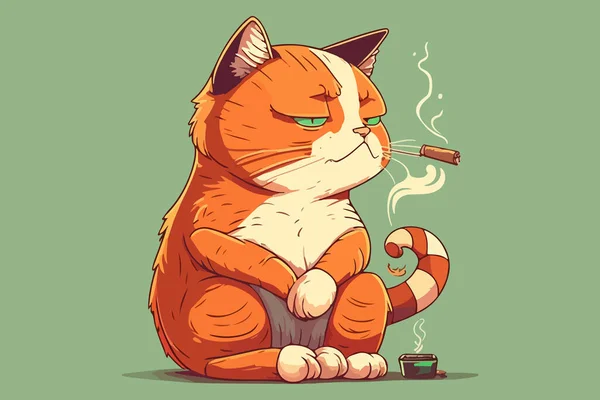 Ilustração Vetor Fumar Gato — Vetor de Stock