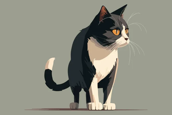 Oude Cat Vector Illustratie — Stockvector