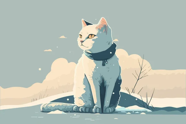 Кішка Зима Векторні Ілюстрації — стоковий вектор