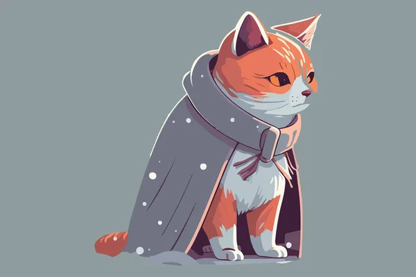 Kočičí Zimní Vektorová Ilustrace — Stockový vektor
