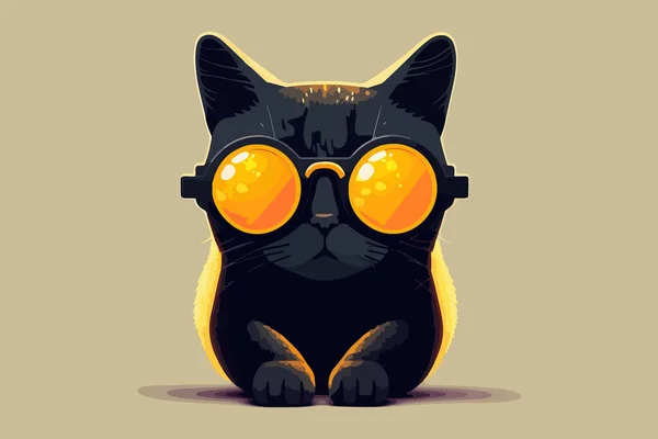 Katze Mit Sonnenbrille Vektor Illustration — Stockvektor