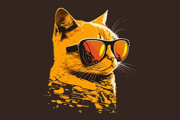 Cat Wearing Sunglasses Vector Illustration — Stock Vector