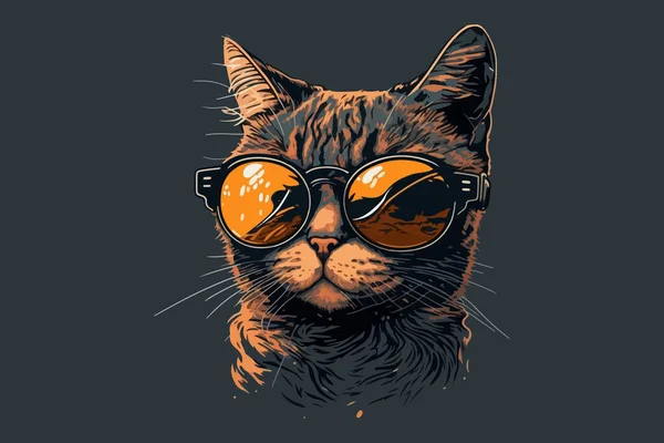 Gato Usando Óculos Sol Ilustração Vetorial —  Vetores de Stock