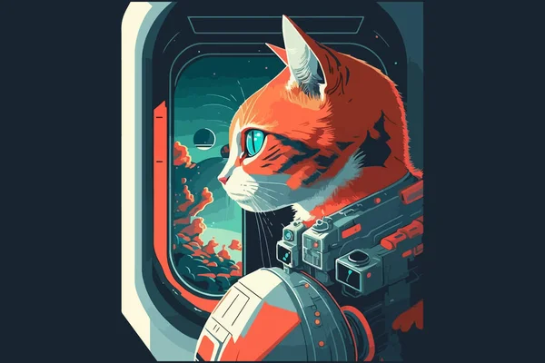 Sci Cat Vector Illustration — Stock Vector