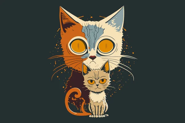 Ilustración Vectorial Estilo Animado Gato — Archivo Imágenes Vectoriales