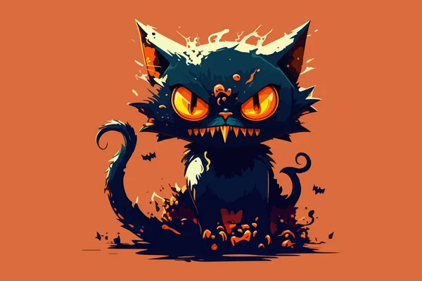 Ilustração Vetor Monstro Gato —  Vetores de Stock
