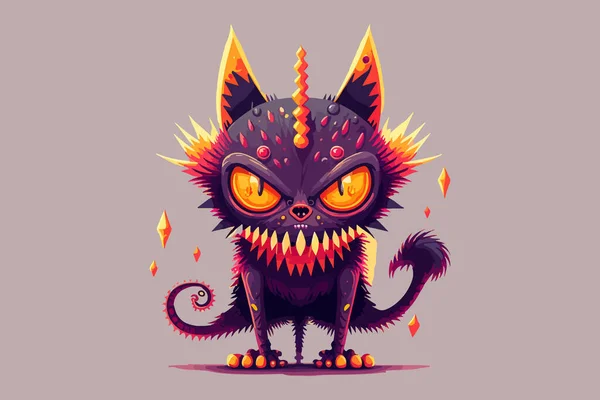 Ilustração Vetor Monstro Gato — Vetor de Stock