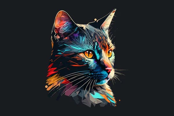 Colorido Gato Vector Ilustración — Archivo Imágenes Vectoriales