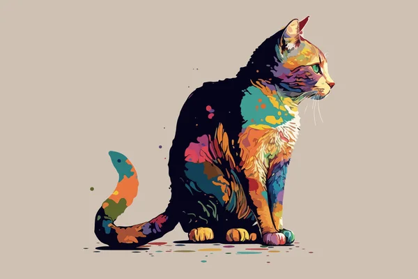 Барвистий Кіт Векторні Ілюстрації — стоковий вектор