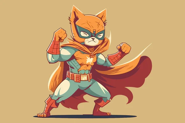 Ilustração Vetor Super Herói Gato —  Vetores de Stock