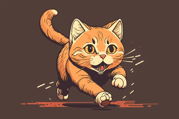 Illustrazione Vettoriale Cat Running — Vettoriale Stock