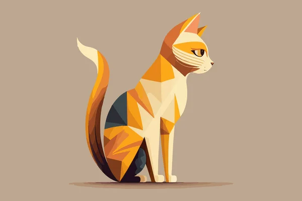 Cat Folk Kunst Stijl Vector Illustratie — Stockvector