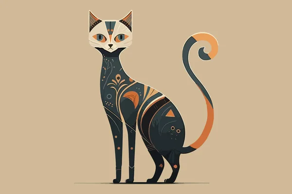 Gato Arte Popular Estilo Vector Ilustración — Archivo Imágenes Vectoriales