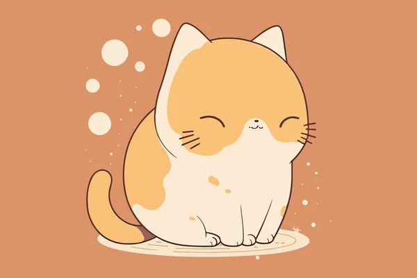 Gato Kawaii Personaje Dibujos Animados Vector Ilustración — Archivo Imágenes Vectoriales