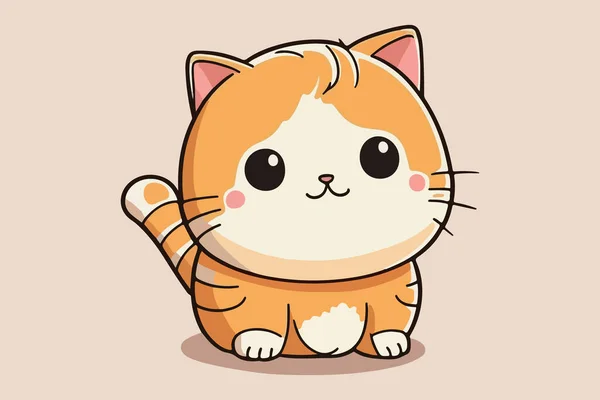 Кошка Кавайи Векторная Иллюстрация Персонажей Мультфильмов — стоковый вектор