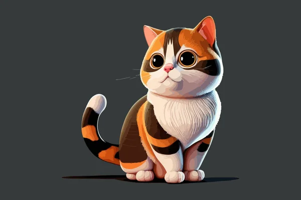 Кошка Кавайи Векторная Иллюстрация Персонажей Мультфильмов — стоковый вектор