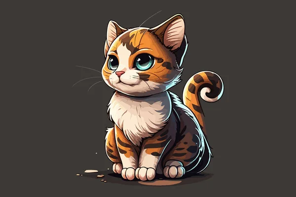 Cat Full Body Karakter Cartoon Vector Illustratie — Stockvector