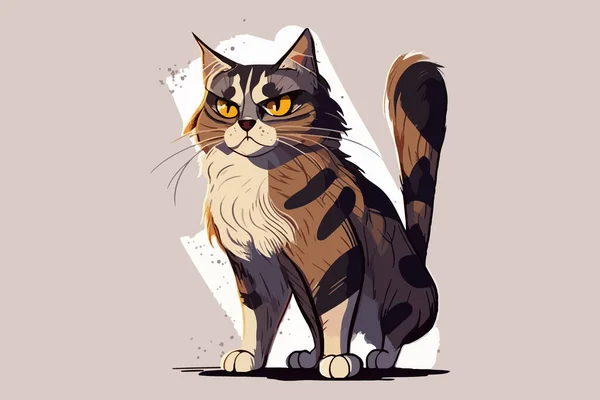 Katze Ganzkörper Charakter Cartoon Vektor Illustration — Stockvektor