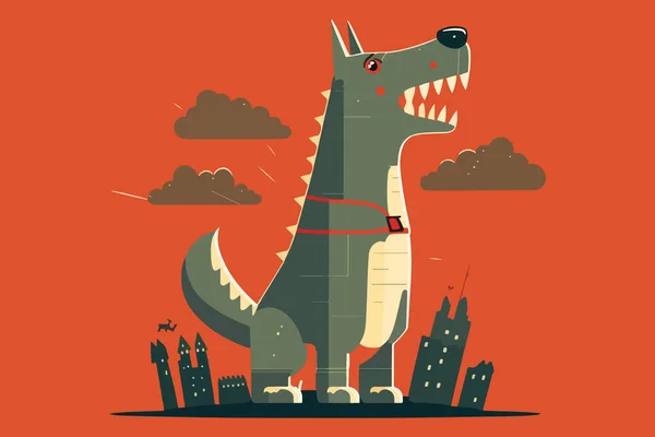 stock vector Dogzilla vector illustration, Dog godzilla style tshirt design