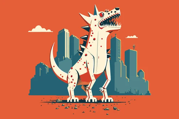 Dogzilla Vektör Illüstrasyonu Köpek Godzilla Tarzı Tişört Tasarımı — Stok Vektör