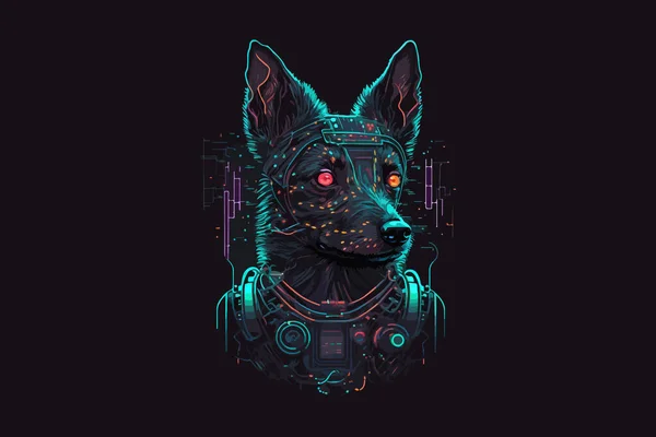 Εικονογράφηση Φορέα Dog Cyberpunk — Διανυσματικό Αρχείο
