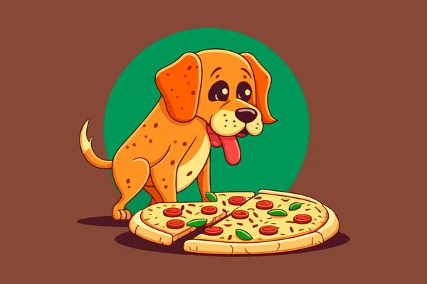 Cão Pizza Vetor Ilustração — Vetor de Stock
