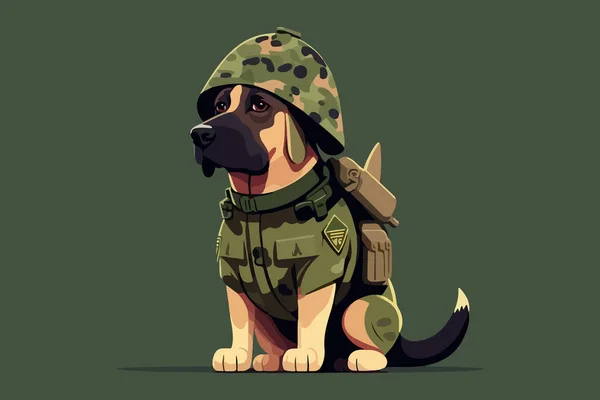Soldato Cane Vettore Illustrazione — Vettoriale Stock