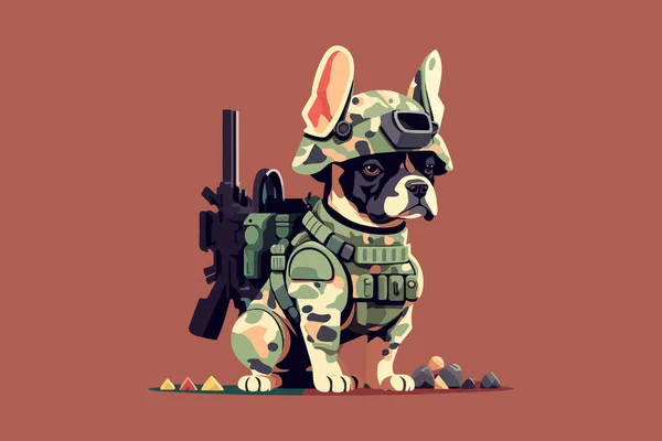 Soldado Perro Vector Ilustración — Archivo Imágenes Vectoriales