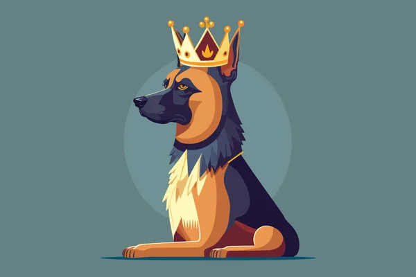 Queen Dog Vektor Illusztráció — Stock Vector