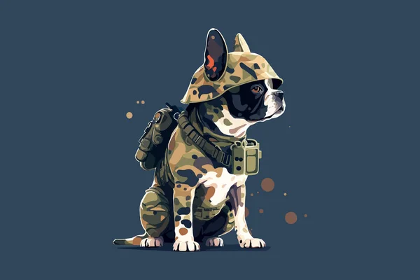 Soldat Hund Vektor Illustration — Stock vektor