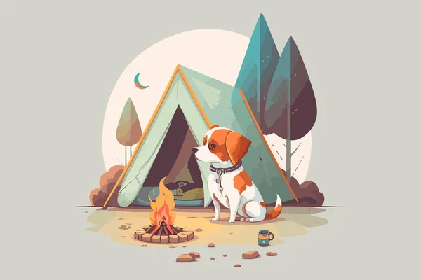Pes Camping Vektorové Ilustrace — Stockový vektor