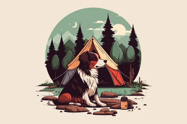 Cão Camping Ilustração Vetorial — Vetor de Stock