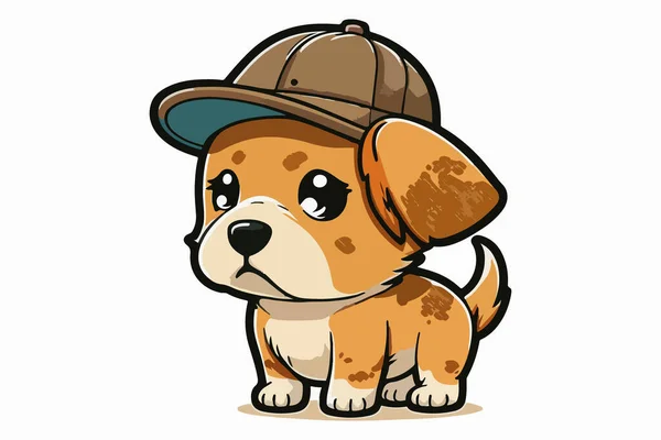 Dog Wearing Hat Vector Illustration — Stock Vector