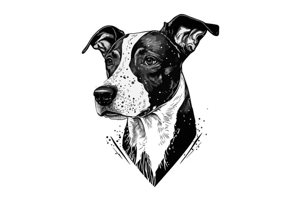 Pies Tatuaż Czarny Biały Wektor Ilustracja — Wektor stockowy