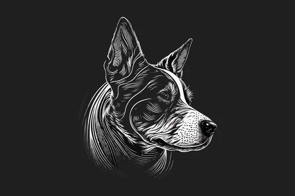 Hond Tatoeage Zwart Wit Vector Illustratie — Stockvector