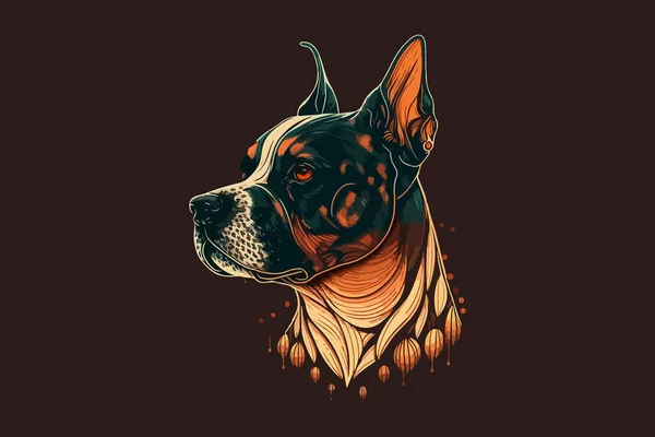 Hund Tatuering Svart Och Vitt Vektor Illustration — Stock vektor