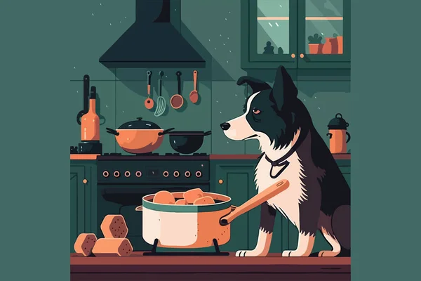 Köpek Pişirme Vektör Çizimi — Stok Vektör