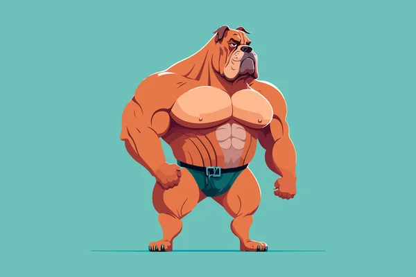 Musculação Dog Vetor Ilustração —  Vetores de Stock