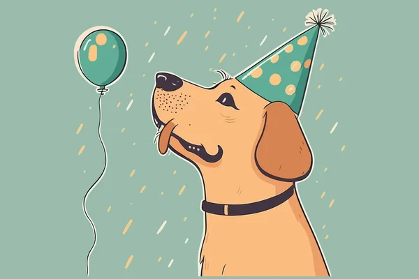 Kutya Születésnapi Vektor Illusztráció — Stock Vector