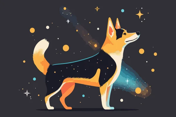 Dog Galaxy Vector Illustration — Stock Vector