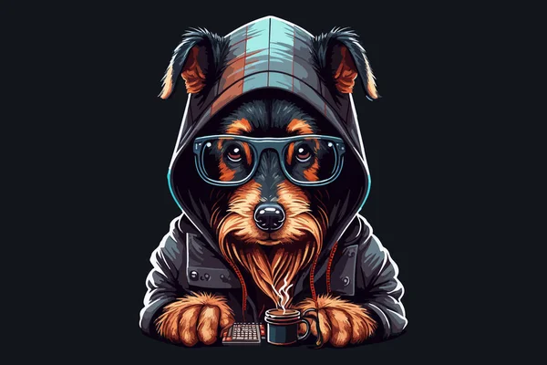 Pies Haker Wektor Ilustracja — Wektor stockowy